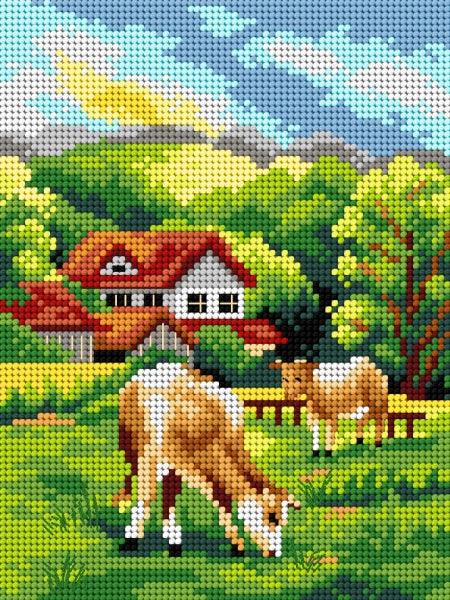 Needlepoint canvas for halfstitch without yarn Grassland 2635F - Printed Tapestry Canvas