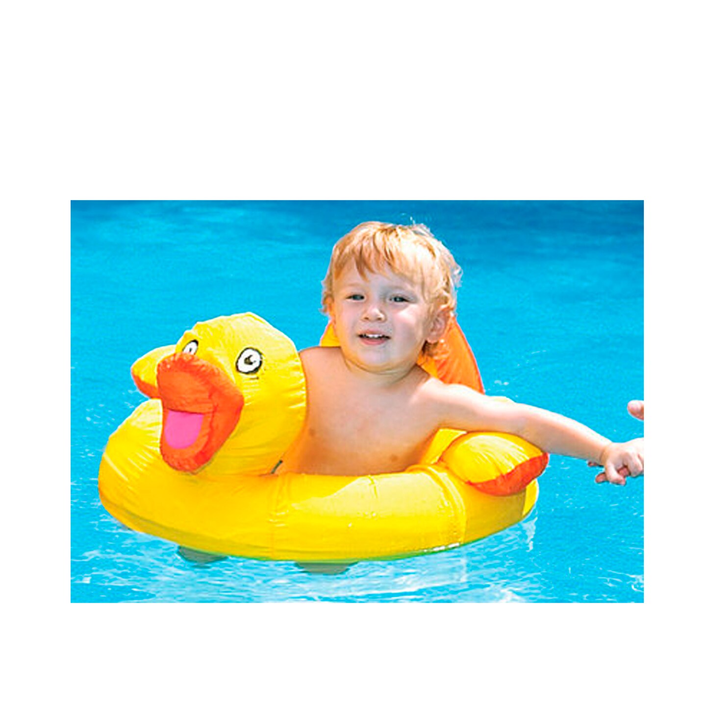 Swim Central 20&#x22; Inflatable Yellow and Orange Duck Swimming Pool Baby Float