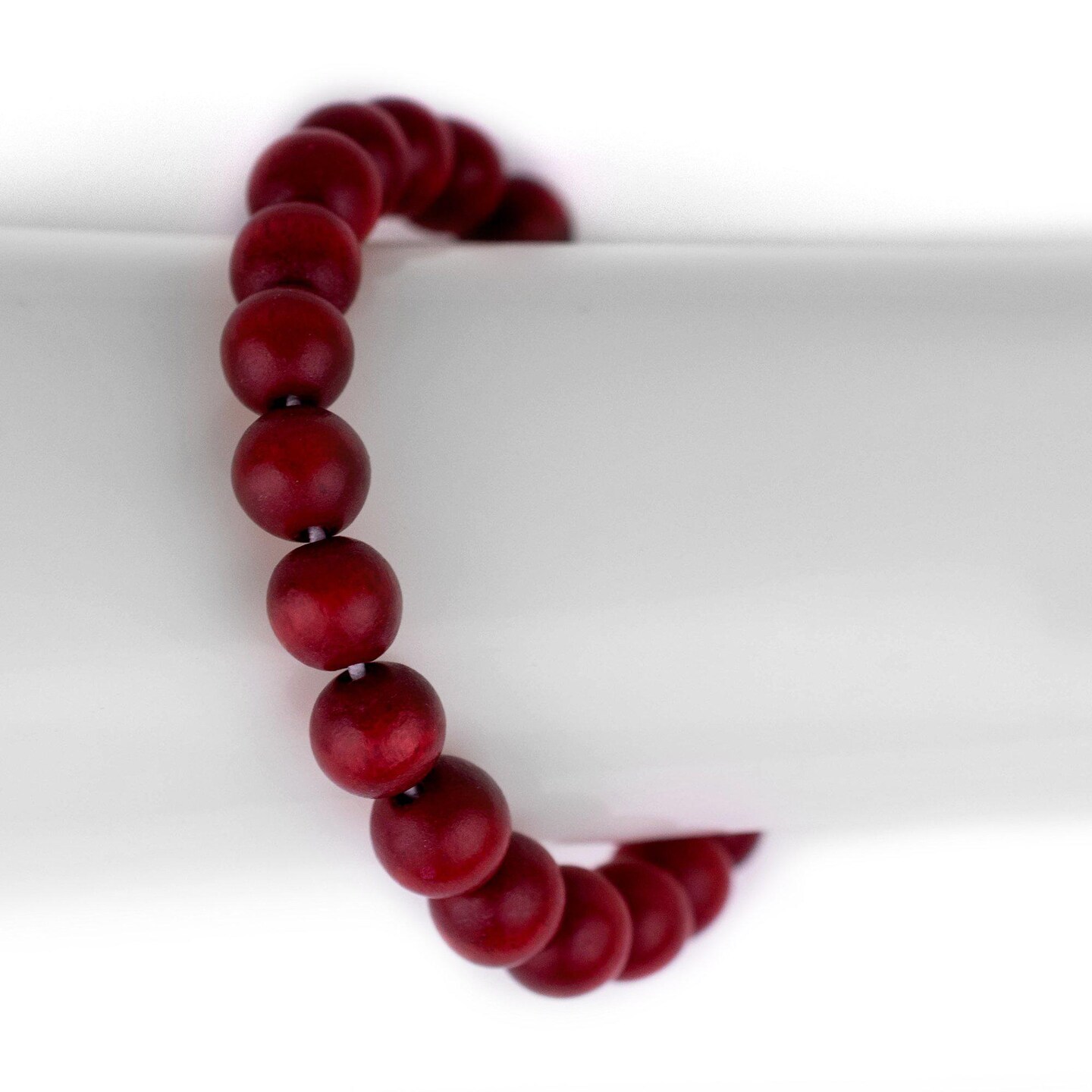 TheBeadChest Wood Stretch Bracelet, Red - Stackable Beaded Jewelry, Unisex for Men &#x26; Women