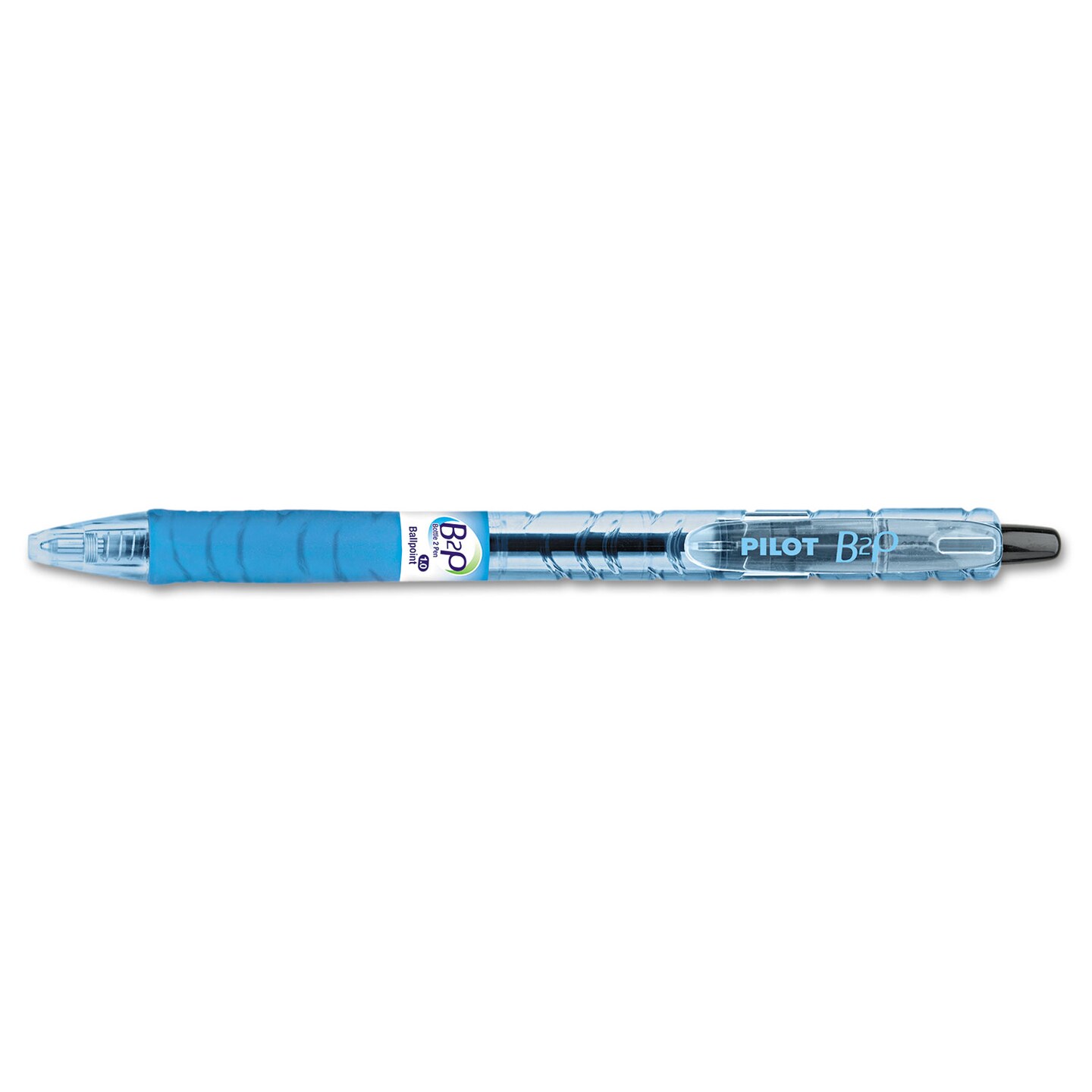 Pilot B2P Bottle-2-Pen Retractable Ballpoint Pen, 1mm, Black Ink, Translucent Blue Barrel, Dozen