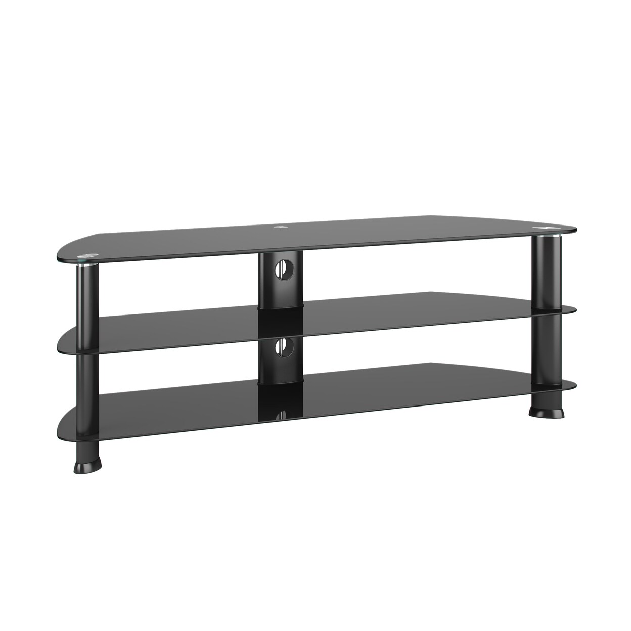 Corliving Laguna Black Glass Corner Tv Stand For Tvs Up To 65&#x22;