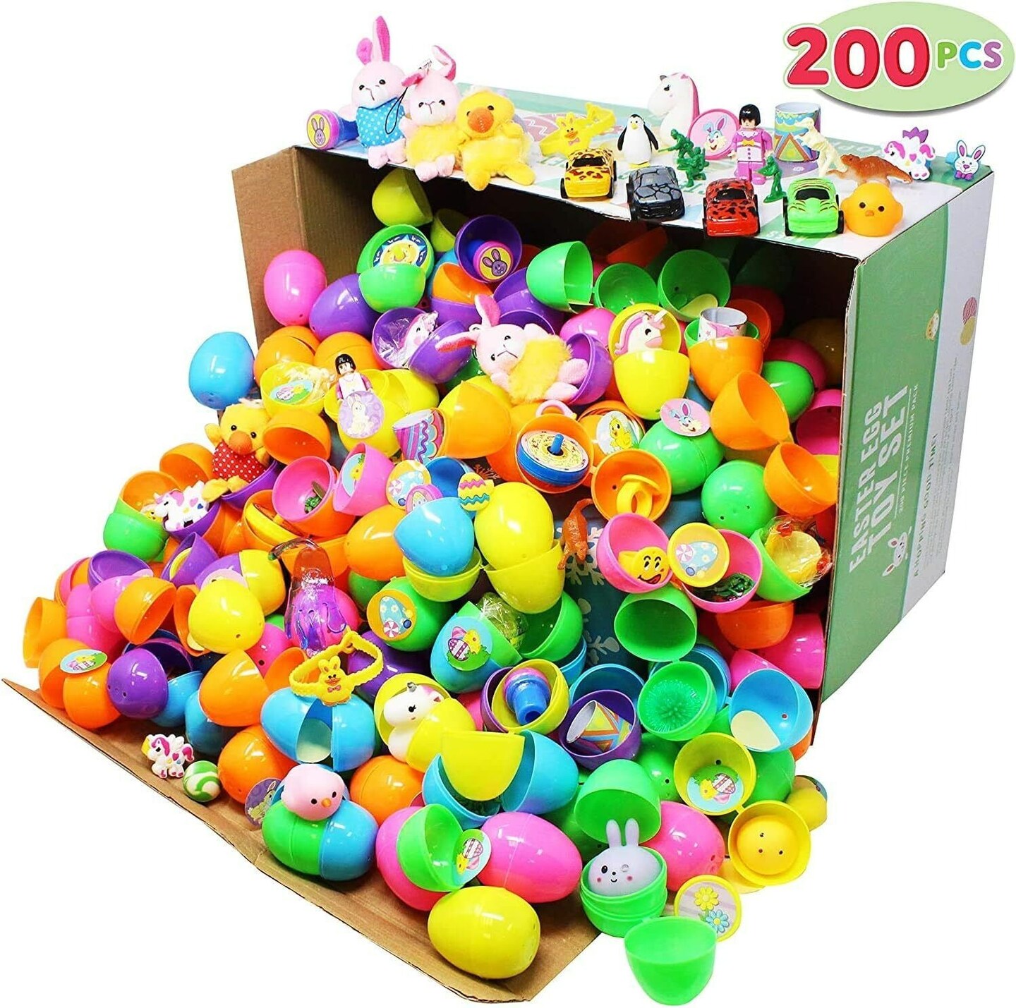 200 Pcs Toys Plus Stickers prefilled Easter Eggs for Easter Theme Party Favor