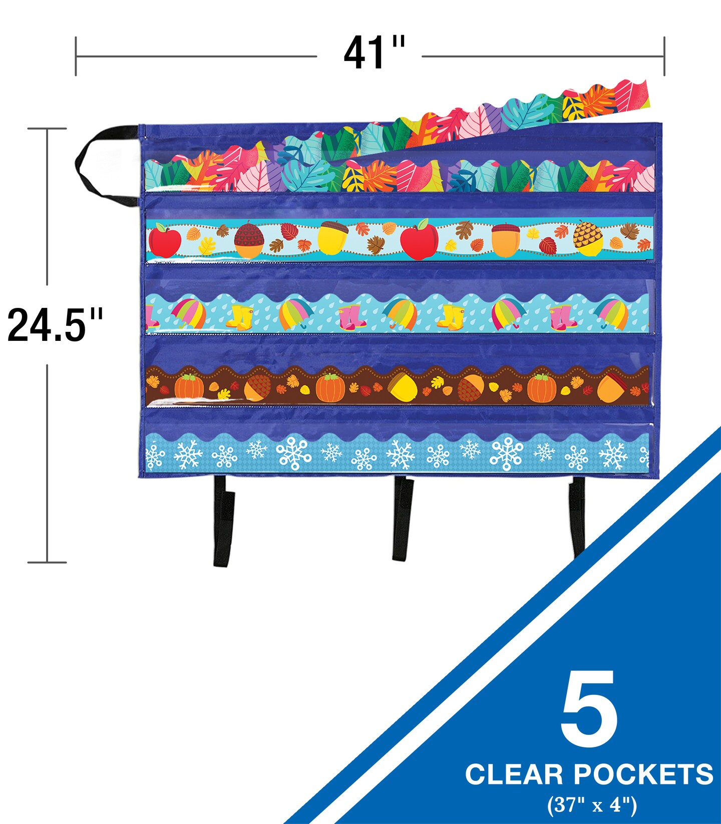 Carson Dellosa Teacher Bulletin Board Border and Bulletin Board Storage Pocket Charts Pack, Border Storage and Bulletin Board Holder, Classroom Teaching Supplies Storage Solutions