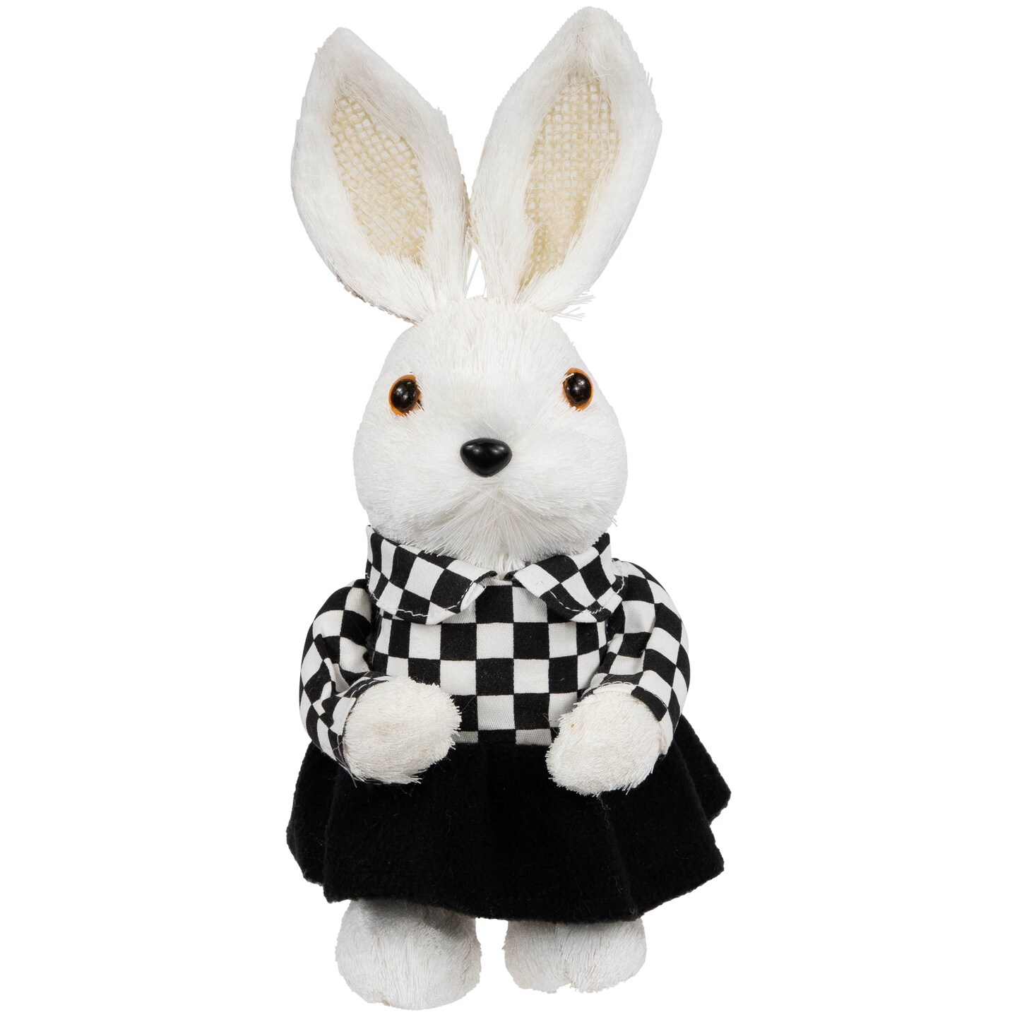 Northlight Girl Easter Rabbit Figurine in Checkered Dress -10&#x22;