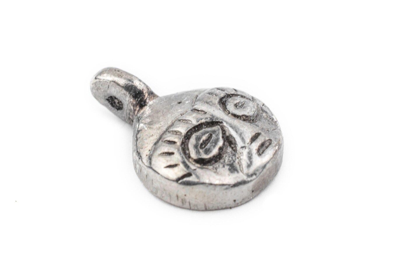 TheBeadChest African Silver Mask Charm Pendant (19x14mm): Genuine West African Mask Design for DIY Jewelry &#x26; Necklaces
