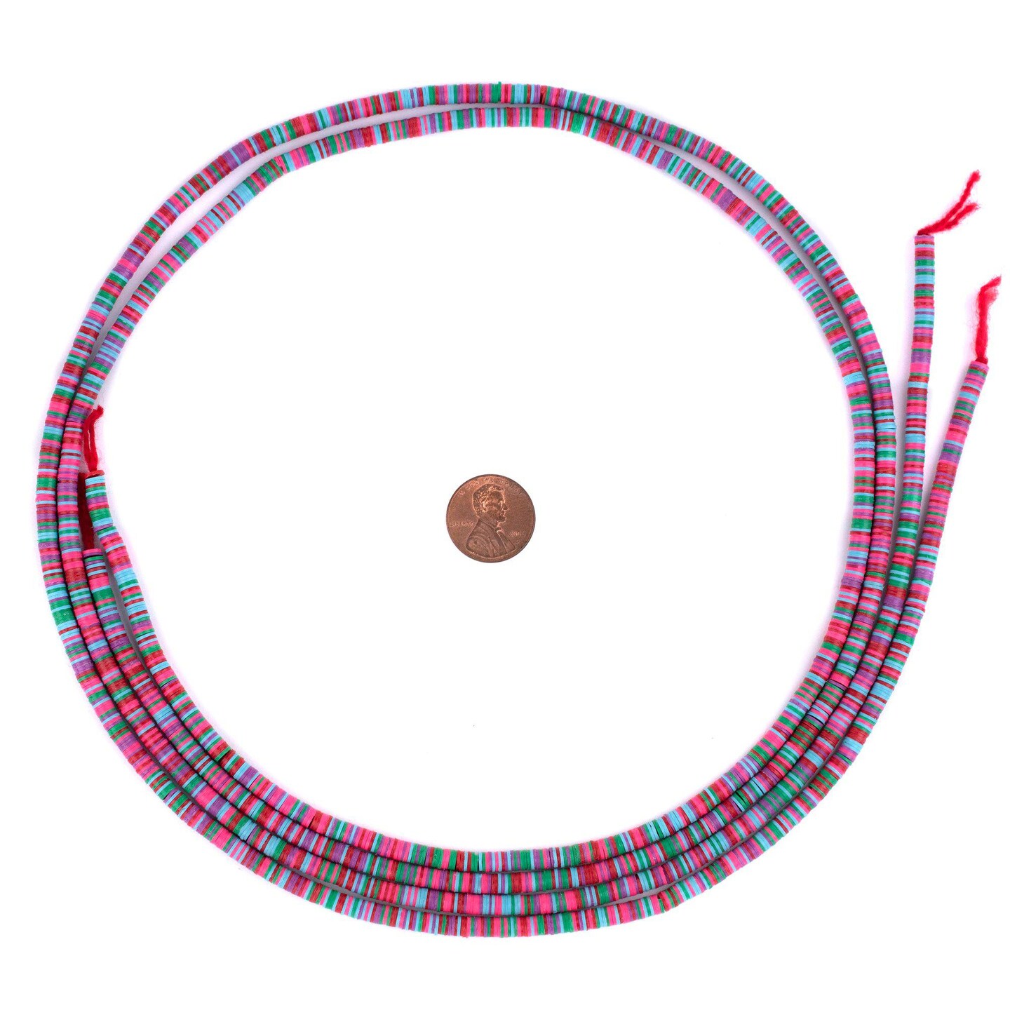 TheBeadChest Red Medley Vinyl Phono Record Beads 4mm Ghana