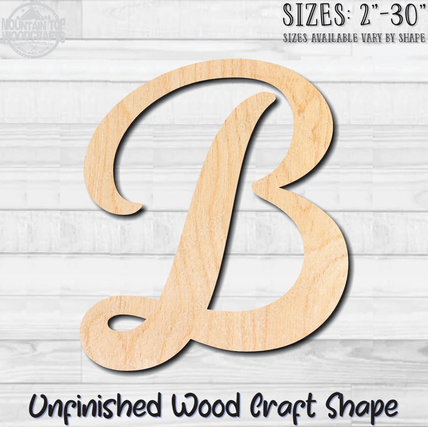 Script Letter B Fancy Unfinished Wood Shape Blank Laser Engraved Cutout ...