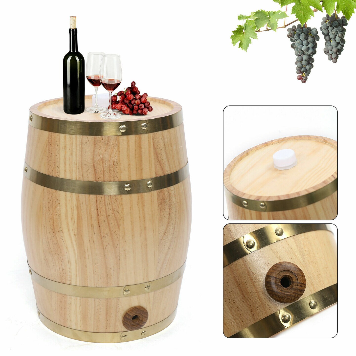 Kitcheniva 10L Barrel Cask Wooden Wine Dispenser Storage