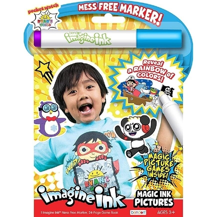Ryans World Imagine Ink Coloring Activity Book Value Size Mess-Free Magic Ink