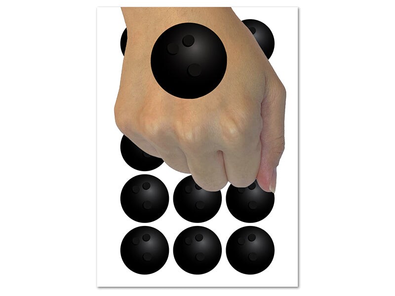 Bowling Ball Temporary Tattoo Water Resistant Fake Body Art Set Collection (1 Sheet)
