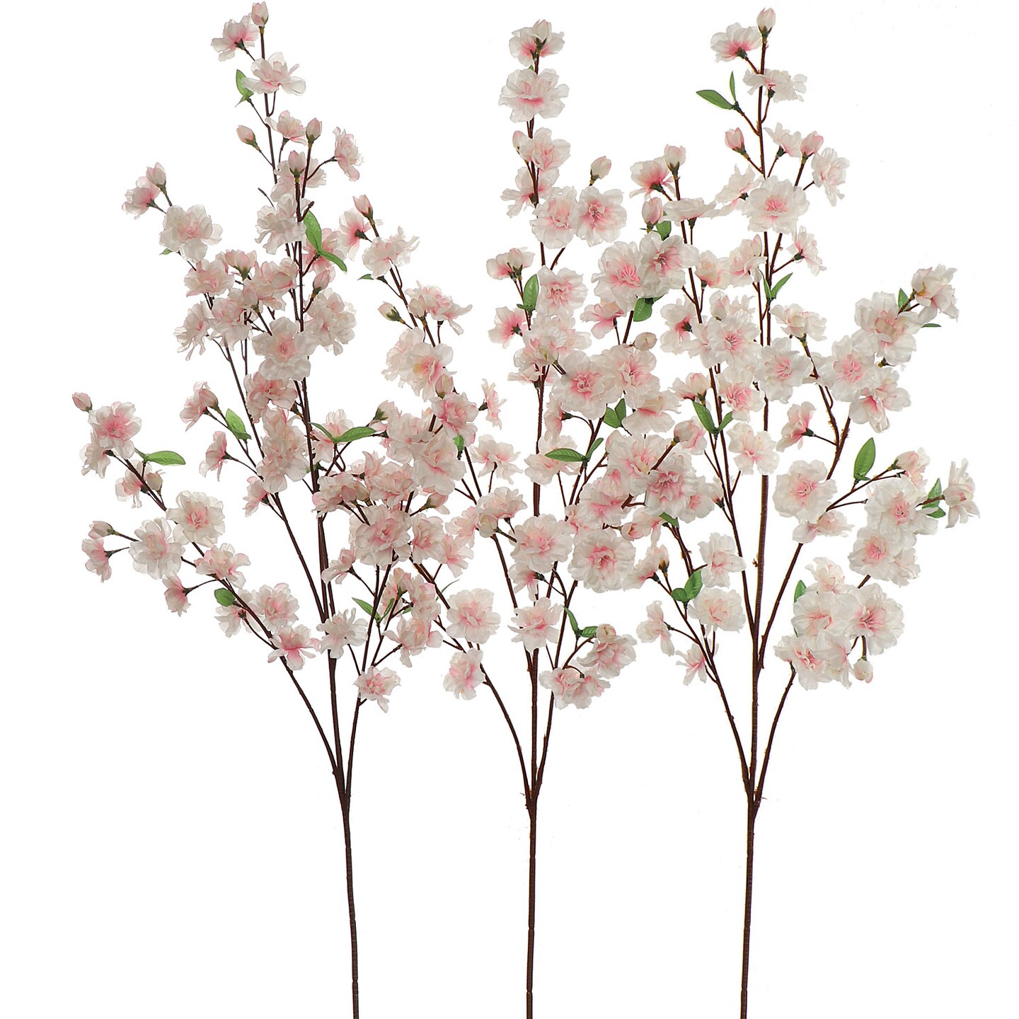 3-Pack: Light Pink Cherry Blossom Stems with Lifelike Silk Flowers - Perfect for Floral Arrangements, Bouquets &#x26; Home Decor - Floral Home by Artificial Flowers