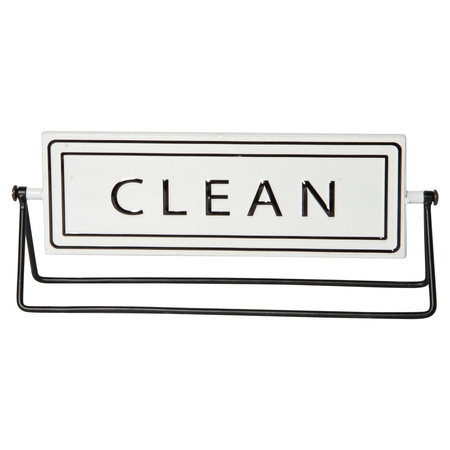 Creative Design 12" White and Black "Clean Dirty" Glossy Rectangular Revolving Sign