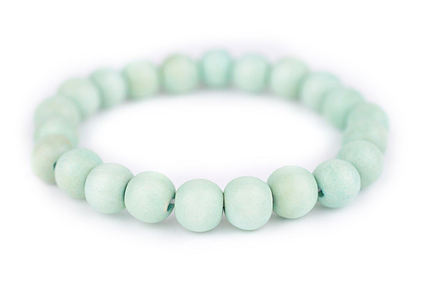 TheBeadChest Wood Stretch Bracelet, Mint Green - Stackable Beaded Jewelry, Unisex for Men &#x26; Women