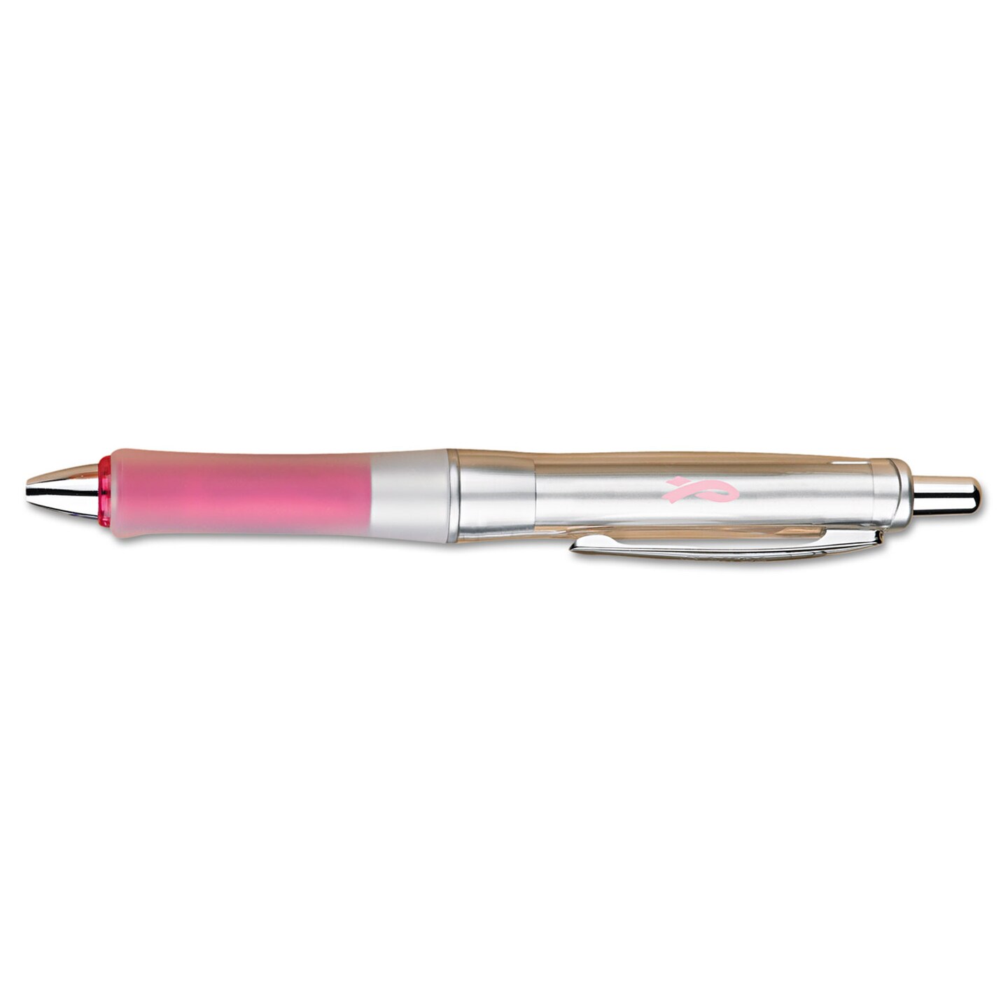 Pilot Dr. Grip Center of Gravity Retractable Ballpoint Pen, 1mm, Black Ink, Silver/Pink Barrel