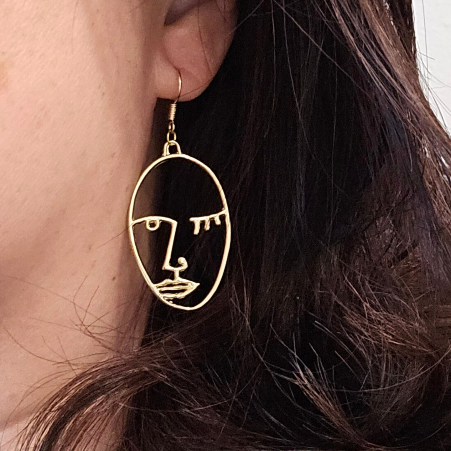 Abstract Round 18k Gold-Plated Brass Dangle Earrings - Triumphant Orbits |  NOVICA