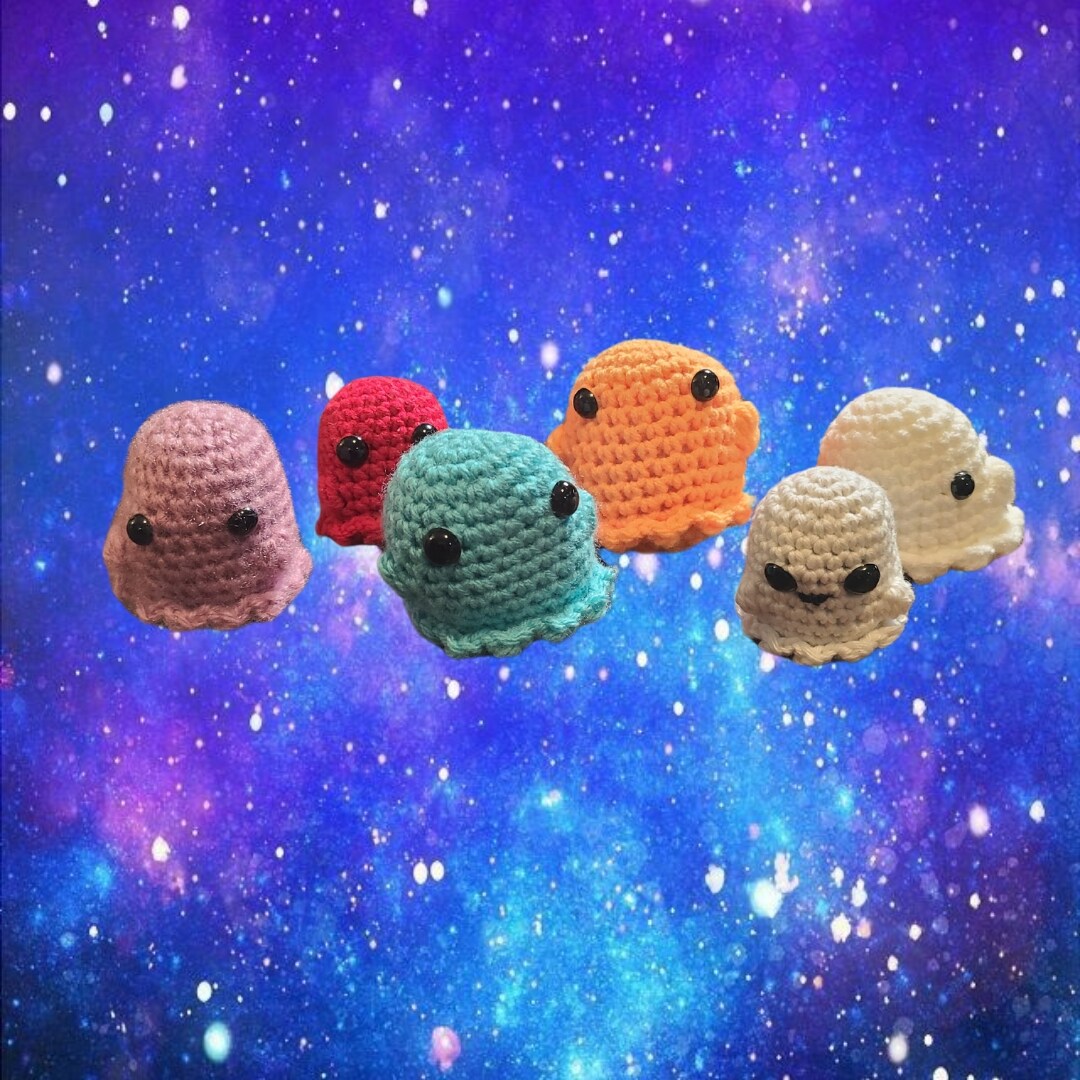 Handmade Crochet Amigurumi Mini Ghost Plushie Stuffie Stuffed Animal