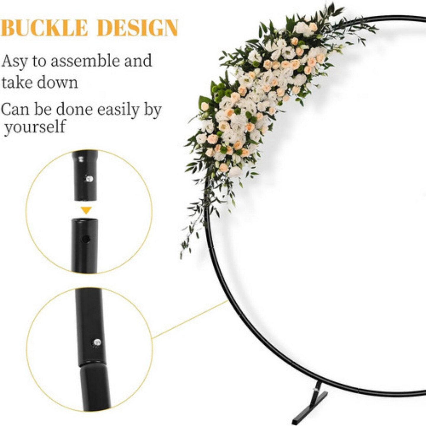 Round Arch Background Stand Hoop Balloon Flower Frame Wedding Decoration 6.6FT