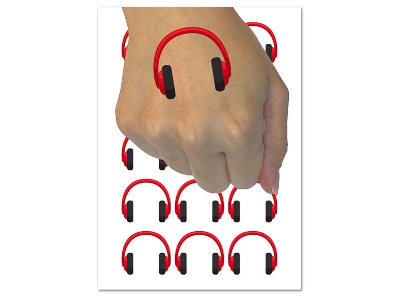 Headphones Ear Solid Temporary Tattoo Water Resistant Fake Body Art Set Collection (1 Sheet)