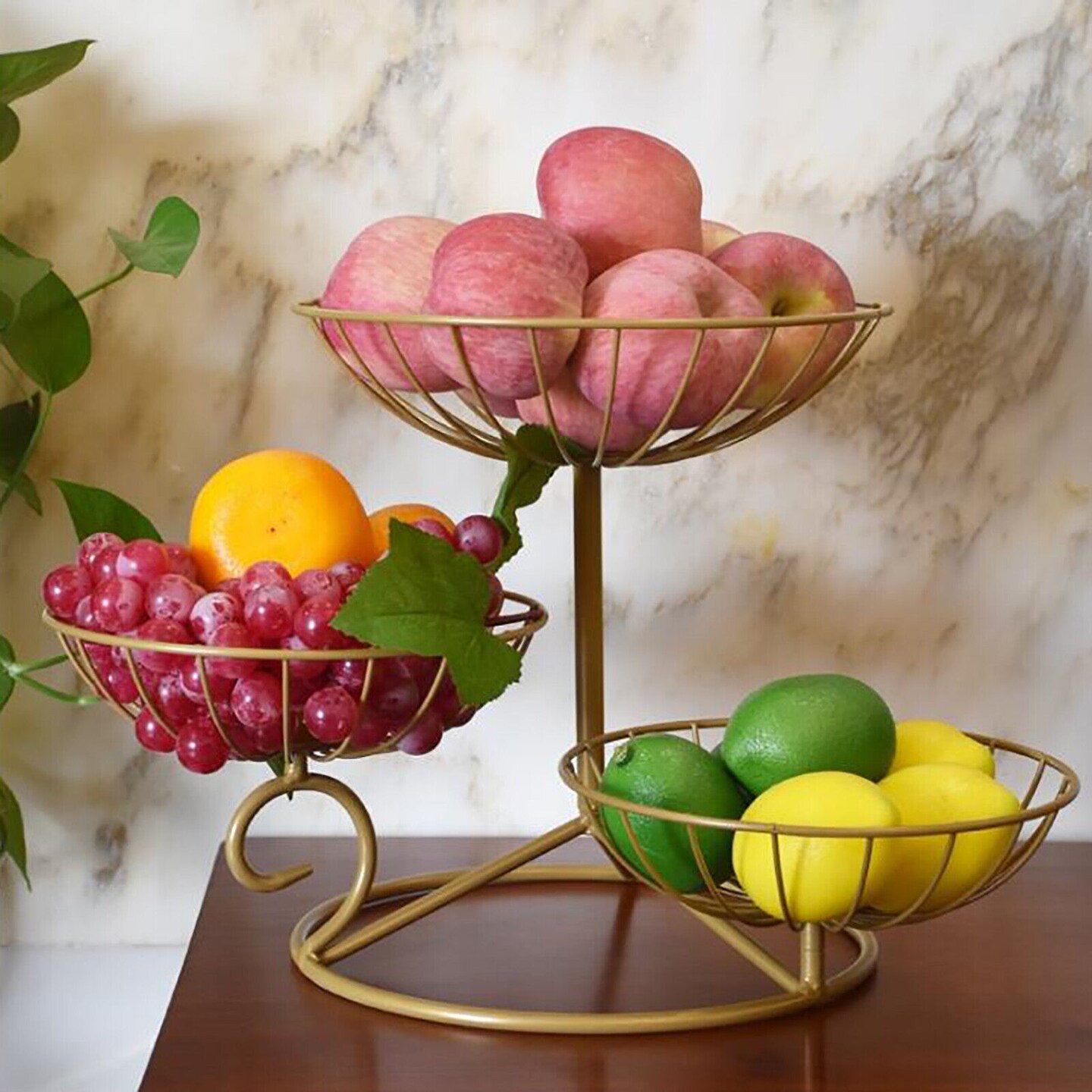 Kitcheniva 3 Tier Gold Metal Fruit Tray Organizer Stand