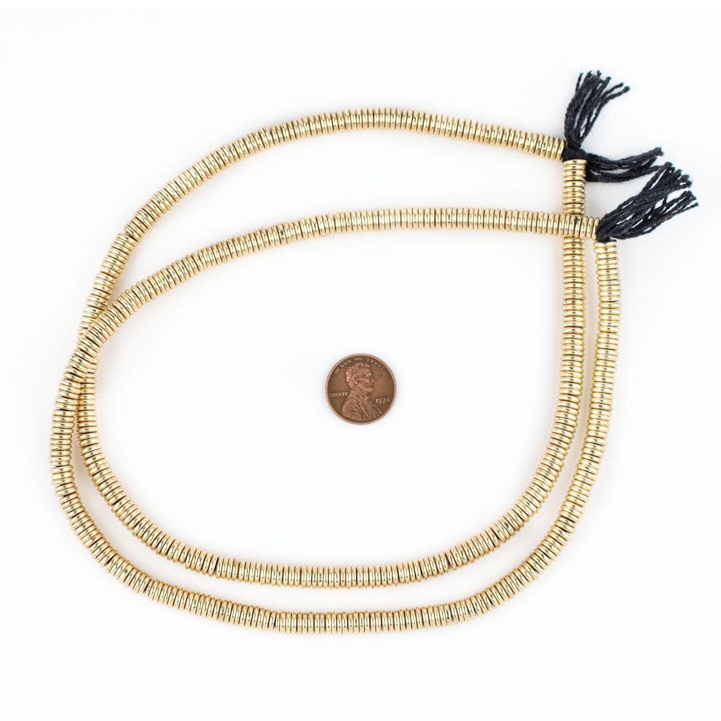TheBeadChest Smooth Extra Large Gold Heishi Beads 6mm Brass Large Hole 16 Inch Strand