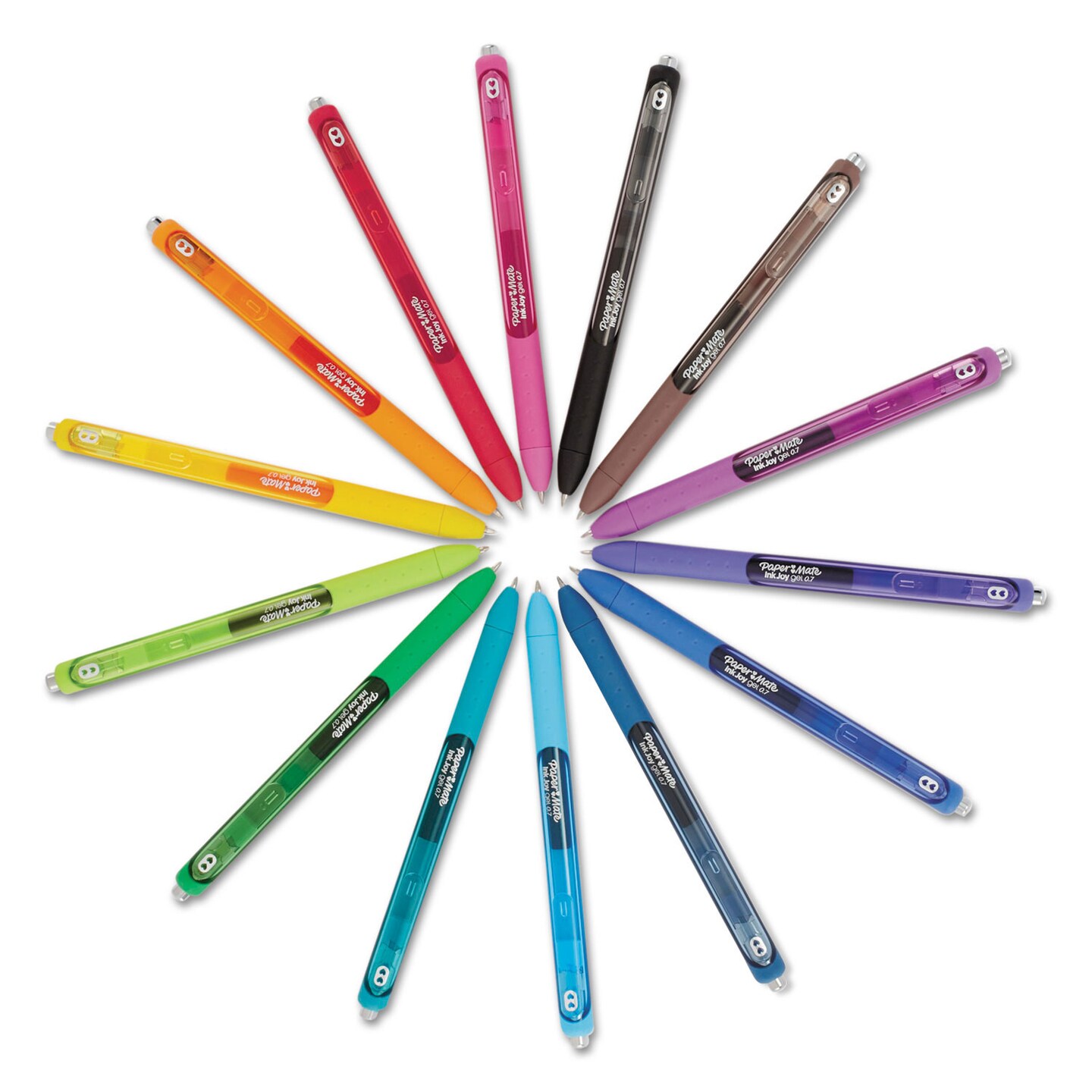 Papermate InkJoy Retractable Gel Pen, Medium 0.7mm, Assorted Ink/Barrel, 14/Pack