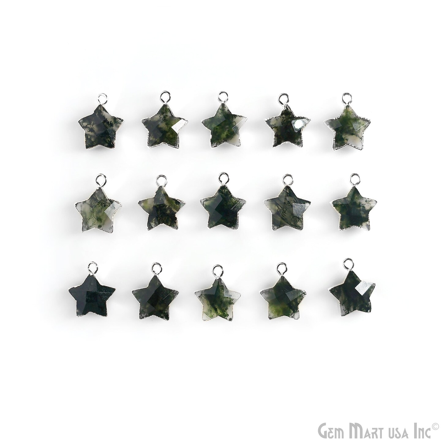 Star Gemstone Connector, Silver Electroplated Natural Gem, Single Bail DIY Jewelry Pendant, 16X14mm, GemMartUSA (50045)