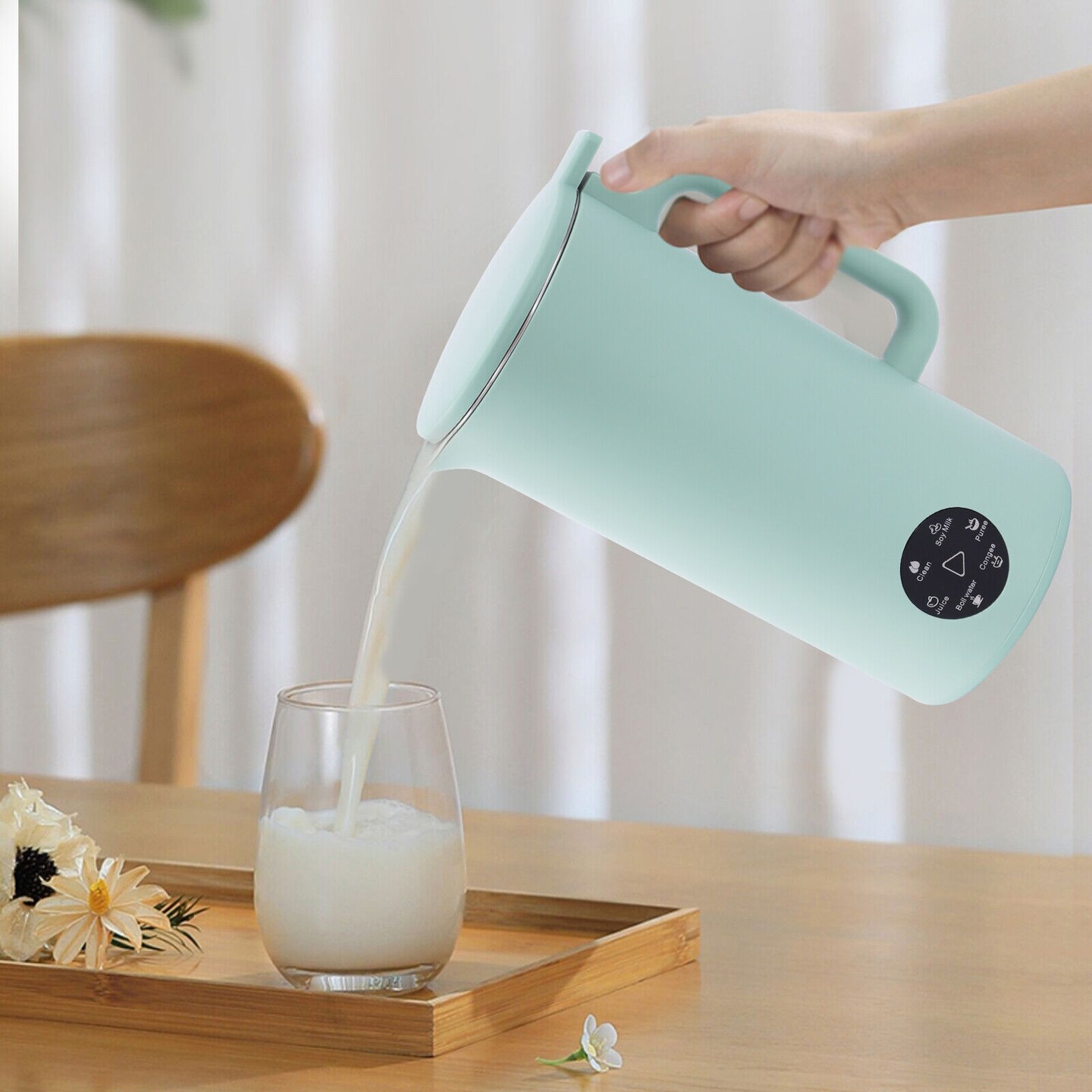 Kitcheniva Automatic Electric Soy Milk Maker 350ml Machine With Lid