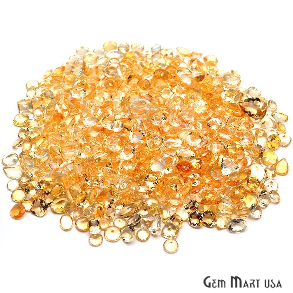 Citrine Gemstone, 100% Natural Faceted Loose Gems, November Birthstone, 10-20mm, 100 Carats, GemMartUSA (CI-60010)