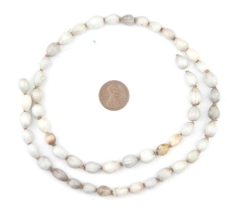 TheBeadChest Imfibinga Natural Seed Beads from Kenya 7mm African Grey Unusual Wood 20 Inch Strand Handmade