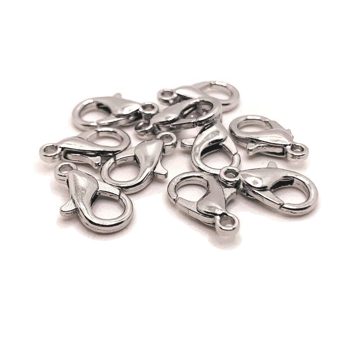 100 or 500 pieces: 7x12 mm Rhodium Silver Lobster Claw Clasps