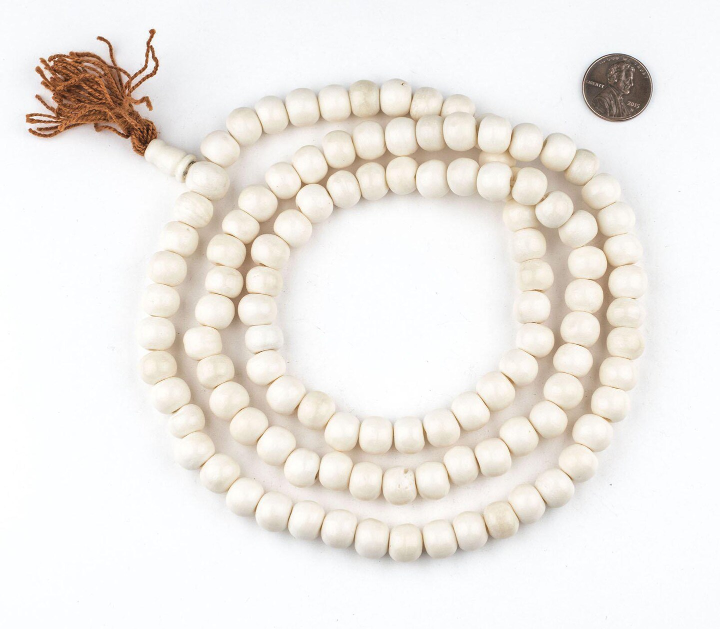 108 10mm White Bone Mala Beads - Handmade Fair Trade Nepal Prayer Rosary Beads Necklace for Mediation, Yoga, Jewelry Making, Crafts - The Bead Chest