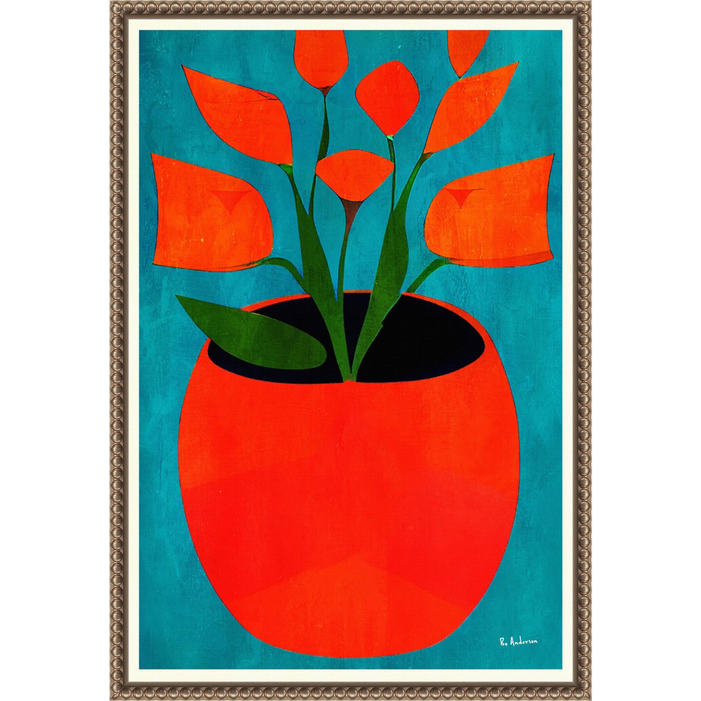 Red Blossoms by Bo Anderson Framed Canvas Wall Art
