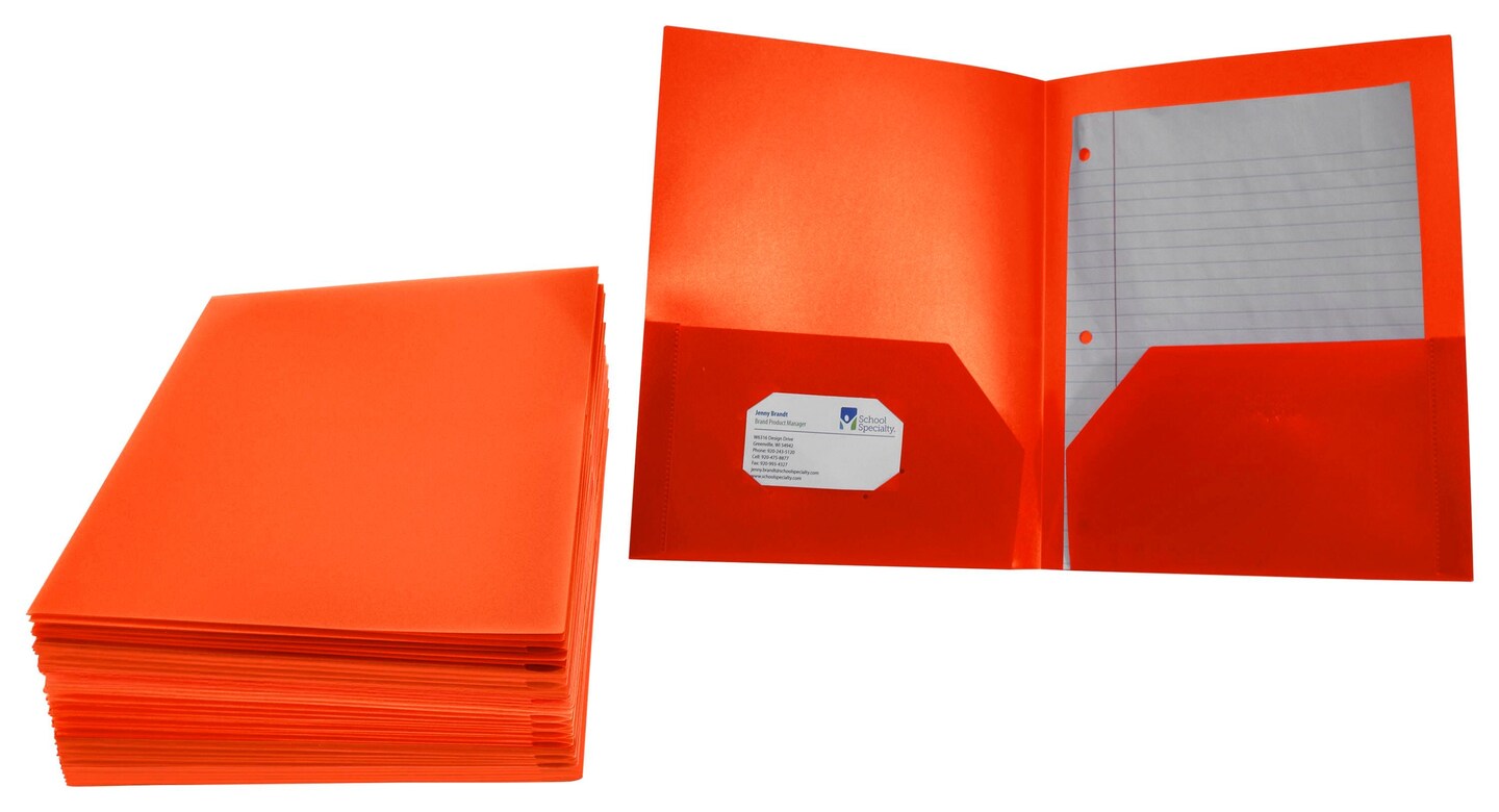 School Smart 2-Pocket Poly Folders, Pack of 25