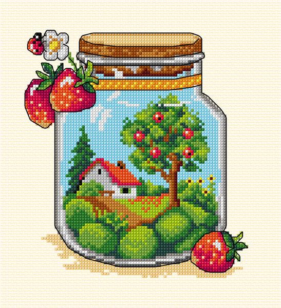 Complete counted cross-stitch kit &#x22;Summer Jar&#x22; 7776