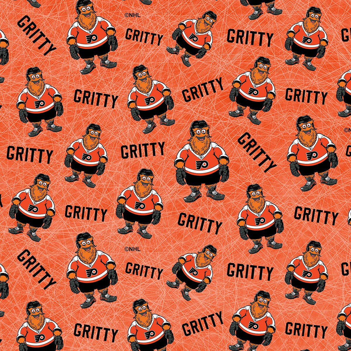 Sykel Enterprises NHL Team Cotton Fabric-Philadelphia Flyers Gritty Mascot Cotton Quilting Fabric