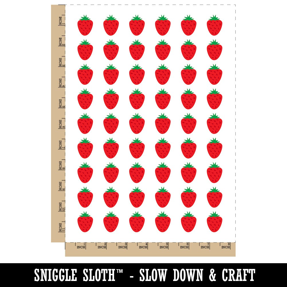 Strawberry Fruit Doodle Temporary Tattoo Water Resistant Fake Body Art Set Collection (1 Sheet)