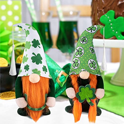 2 Pieces St. Patrick&#x27;s Day Gnomes Decorations- Irish Leprechaun Plush Dolls Handmade Swedish Tomte for Home Table Ornament