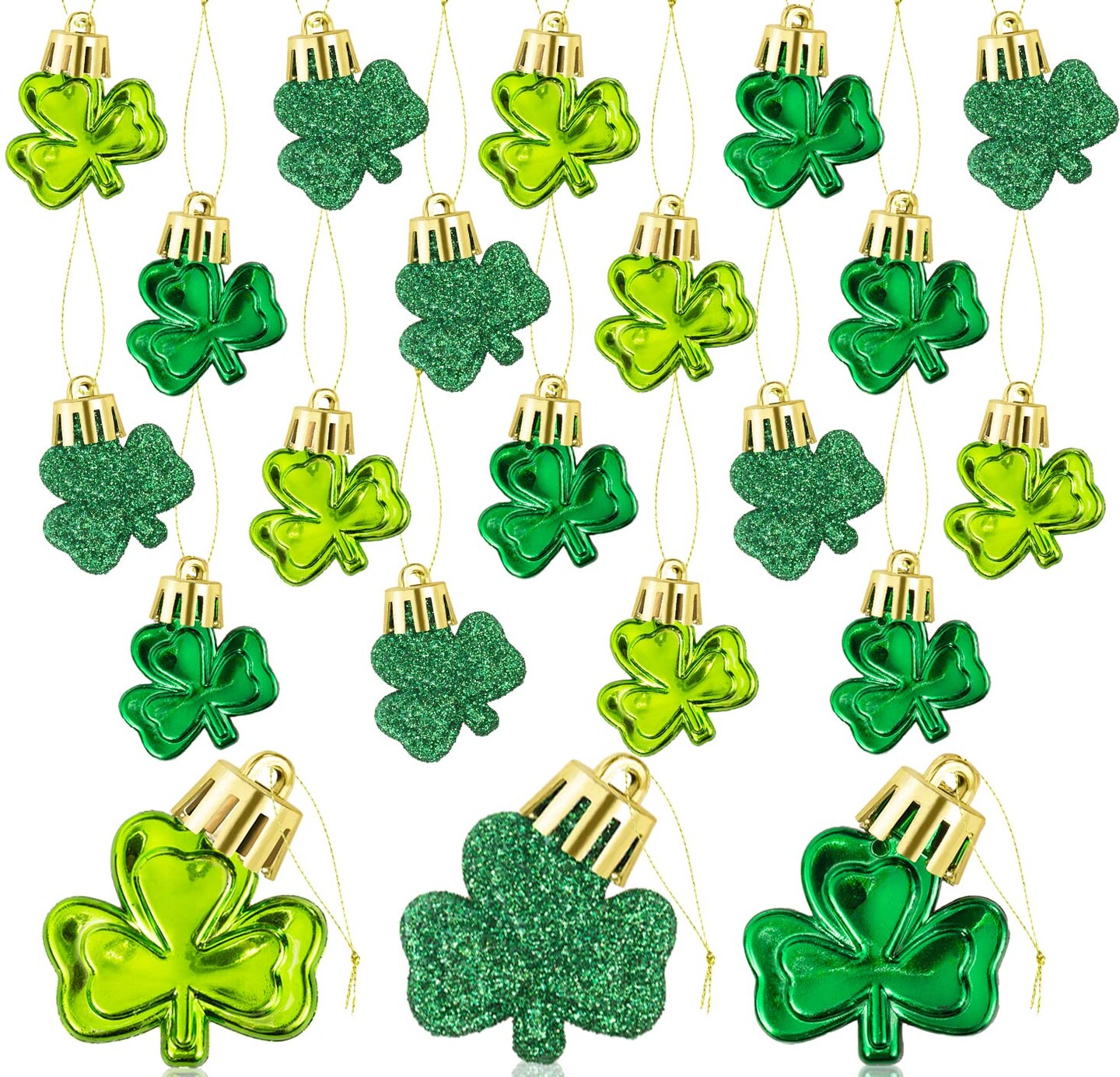 36pcs St Patrick&#x27;s Day Mini Shamrock Ornaments for Small Tree Decorations Good Luck Clover Hanging Bauble Green Trefoil Irish Ornaments for Saint Patrick&#x27;s Day Tree Shelf Decor Party Favors Supplies