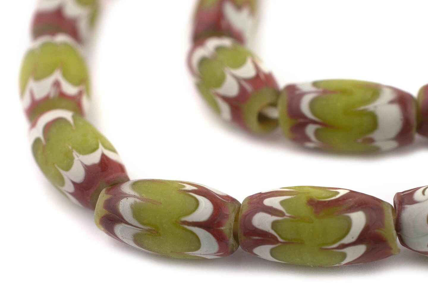 TheBeadChest Lime Green Java Chevron Beads (16x10mm)