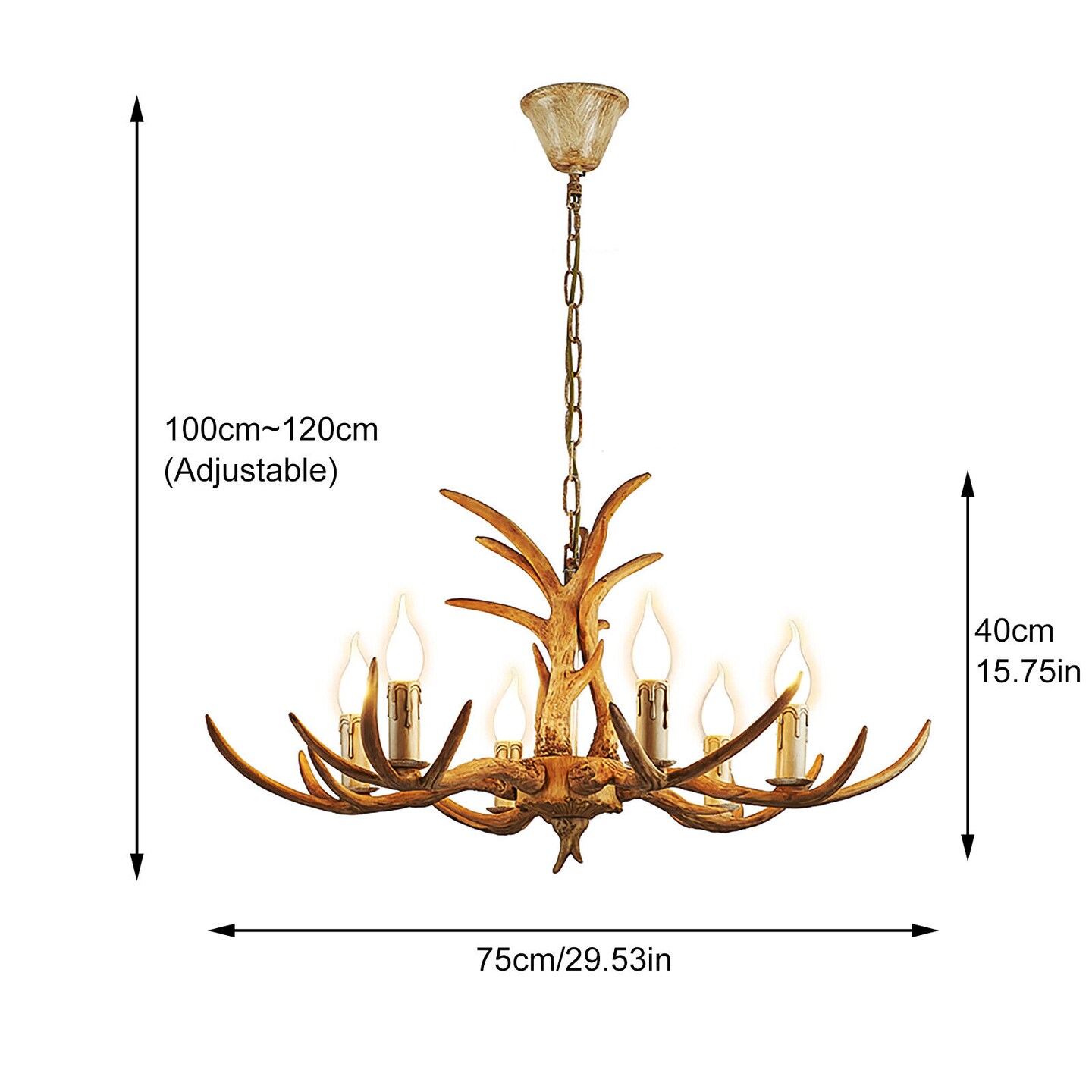 Kitcheniva 6-light Resin Antler Chandelier Log Pendant Light Fixture