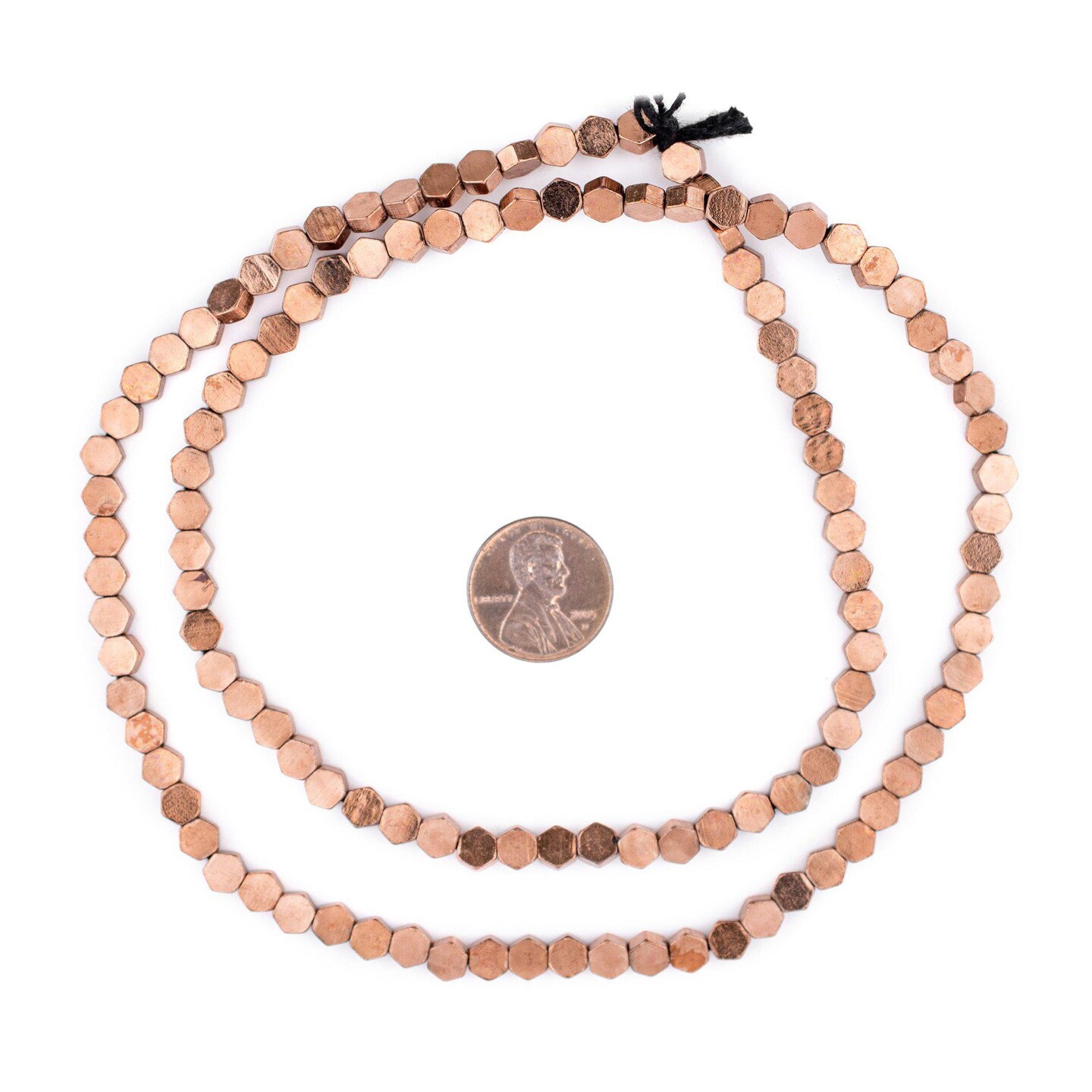 TheBeadChest Copper Hexagon 6mm Beads, Full Strand of Quality Metal Spacers for DIY Jewelry Design