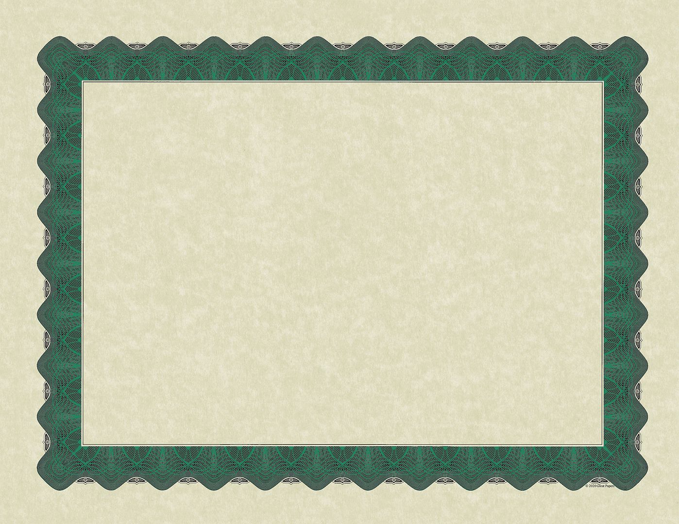 Great Papers! Parchment Certificates with Metallic Border, Green Border, 8.5&#x22; x 11&#x22;, Printer Compatible, 100 Count