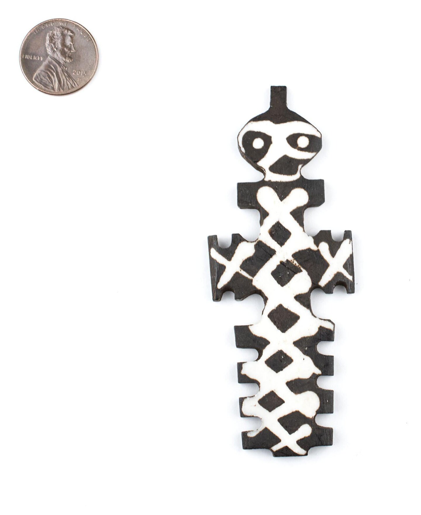 TheBeadChest Batik Bone Cross Pendant (Zig-Zag)