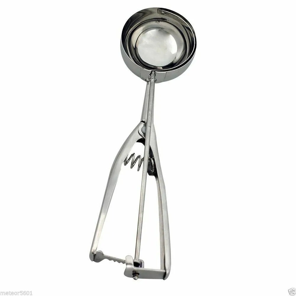 4cm Stainless Steel Ice Cream Mashed Potato Cookie Scoop Spoon Spring Handle