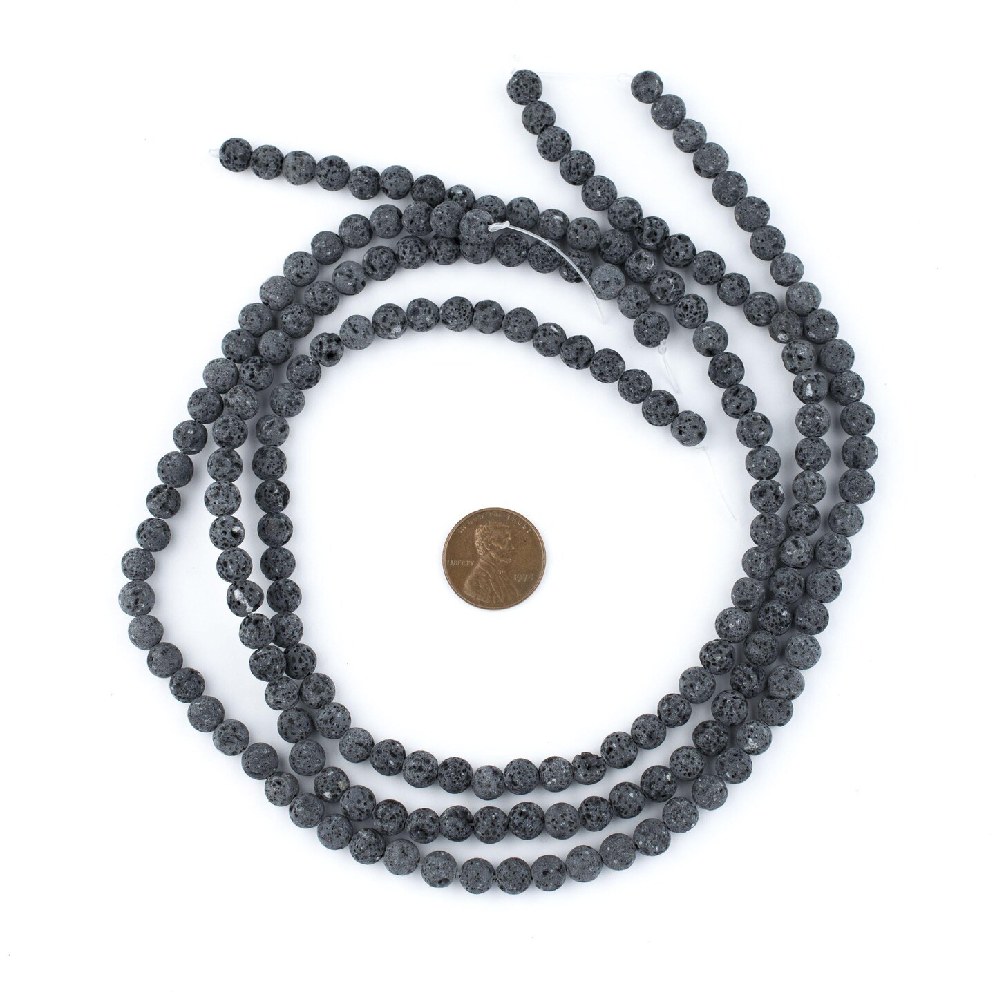TheBeadChest Grey Volcanic Lava Beads (6mm): Organic Gemstone Round Spherical Energy Stone Healing Power Crystal for Jewelry Bracelet Mala Necklace Making