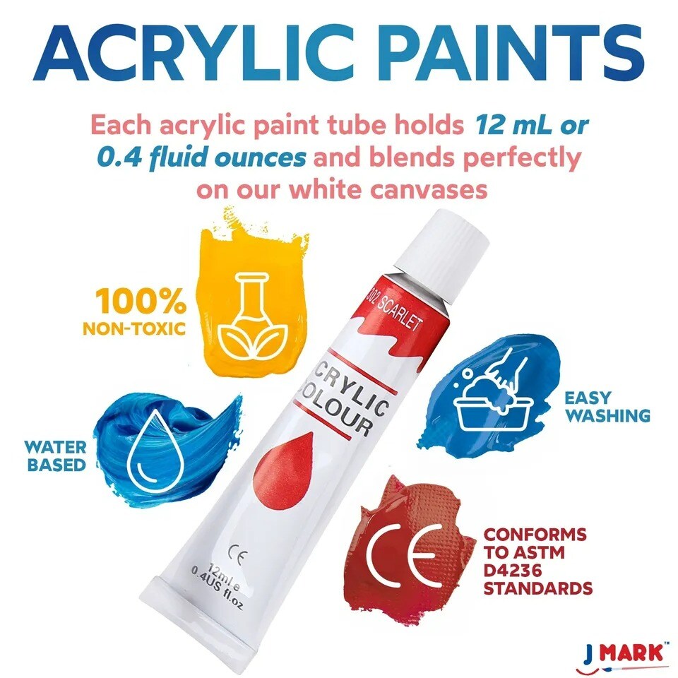 Art Canvas Paint Set Supplies – 22-Piece Canvas Acrylic Painting Kit with Wood E