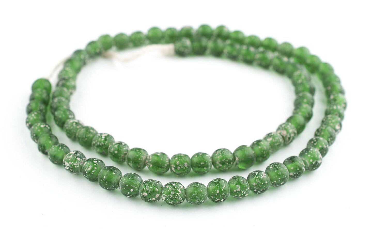 TheBeadChest Ancient-Style Java Glass Beads, Round Indonesian Handmade Fair Trade Etched Spacers for DIY Jewelry Making and Crafts (Green)