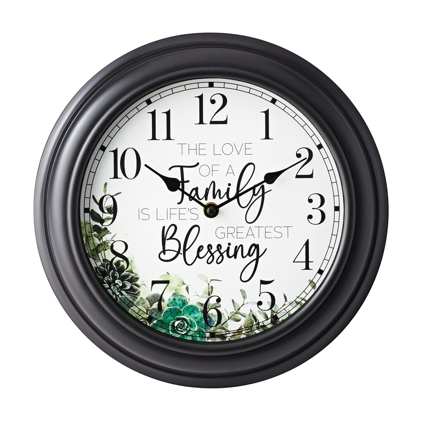Mainstays 12&#x22; Inspiration Analog Wall Clock &#x22;The Love of a Family Is Life&#x27;s Greatest Blessing&#x22;, Blk
