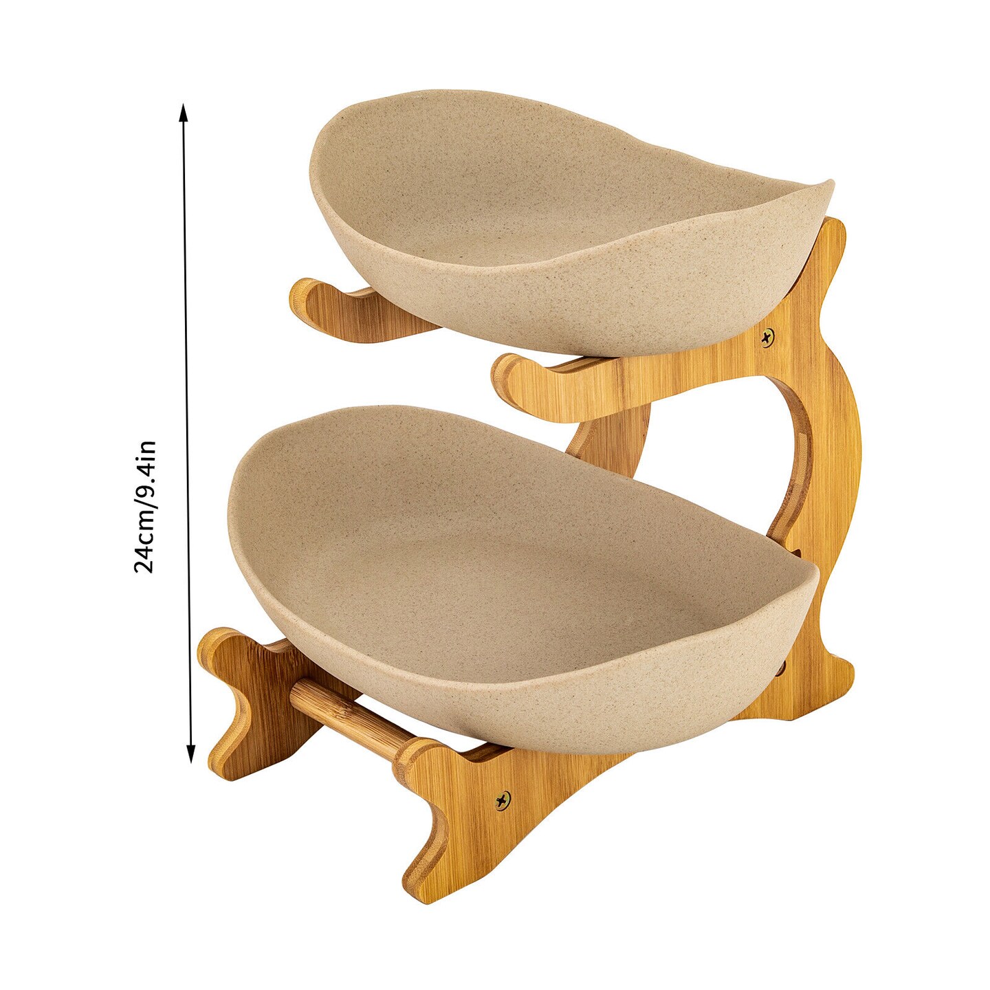 Kitcheniva 2 Tier Bamboo Fruit Basket Storage Bowl