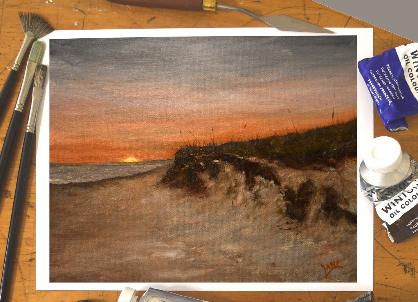 Sunset, 8x10 sale Oil Painting on Canvas (Unframed)